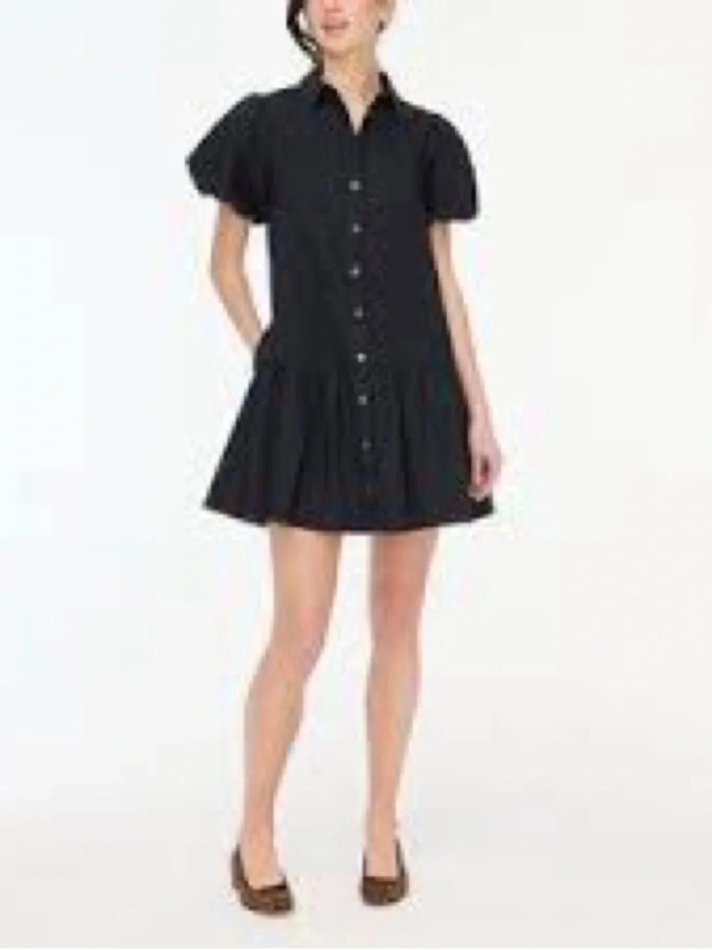 JCREW mini shirt dress cotton Black Short Sleeve Polo Dress 2 BNWT